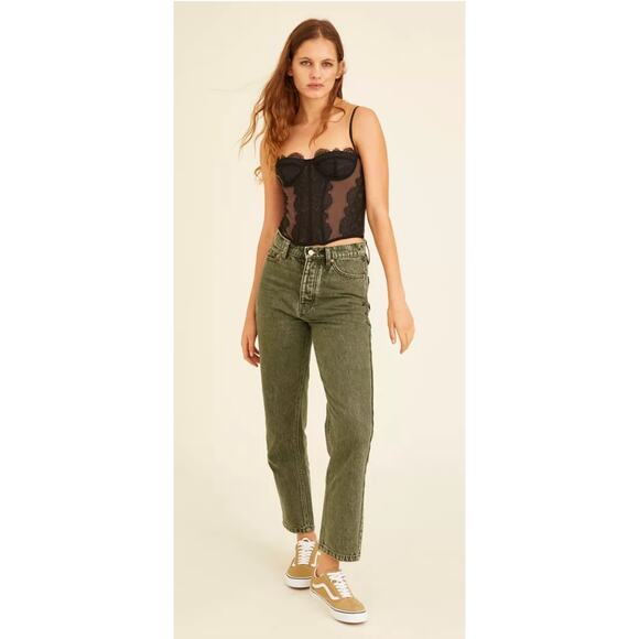 Urban Outfitters BDG High-Waisted Slim Straight Jean in Washed Green Women's 29 - Picture 2 of 12